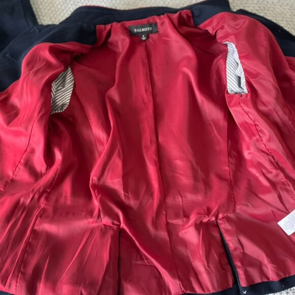 Talbots Sz 6 Navy Knit Jacket Military Style Blazer Gold Buttons Like New - Picture 9 of 9